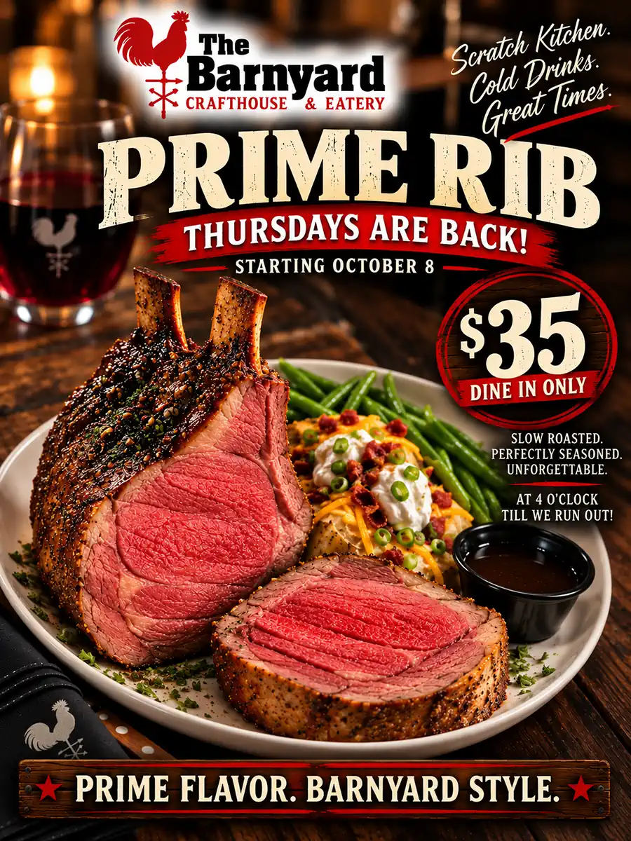Prime Rib Thursdays at The Barnyard Tucson starting October 2026